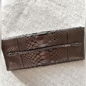 Tom Ford Snakeheads Metallic Python-Embossed Leather Clutch – Made in Italy